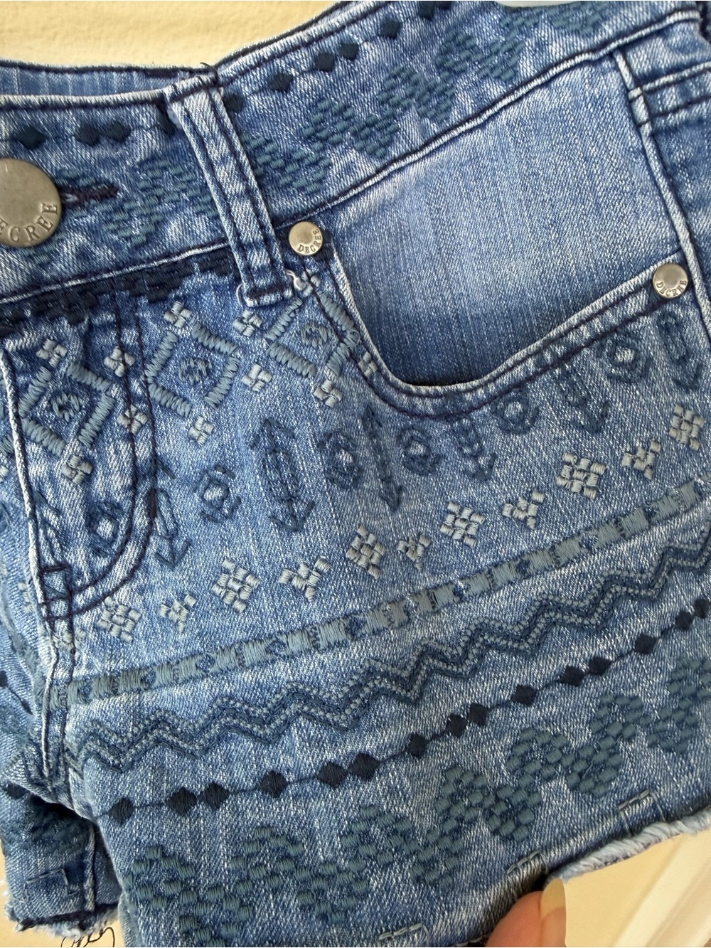 New - Decree embroidered denim jeans